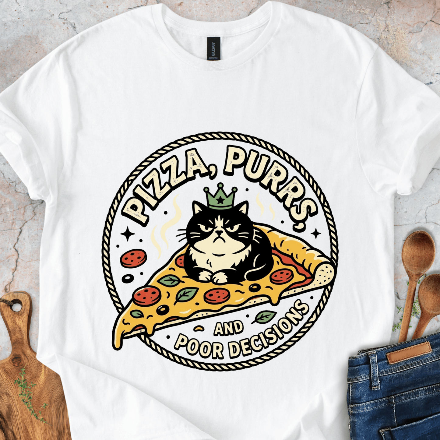 Pizza, Purrs, and Poor DecisionsT-Shirt