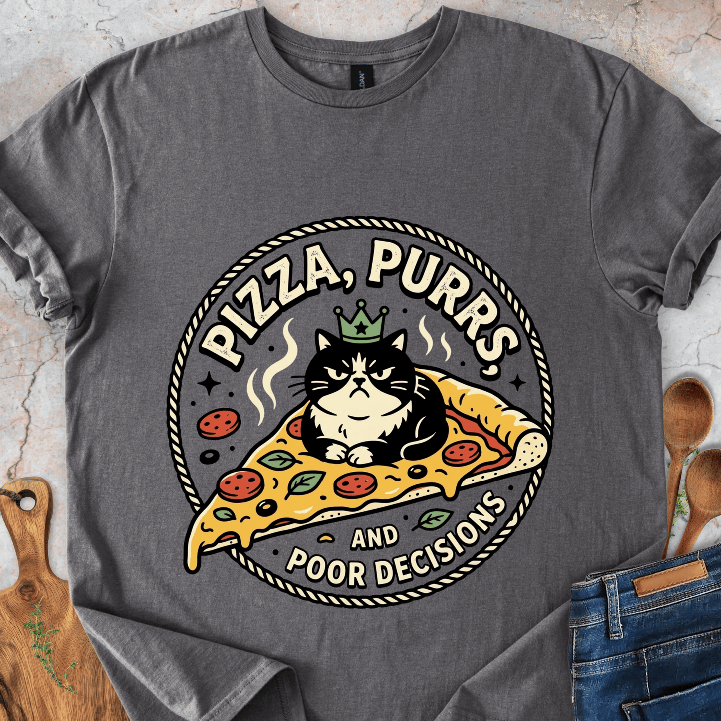 Pizza, Purrs, and Poor DecisionsT-Shirt