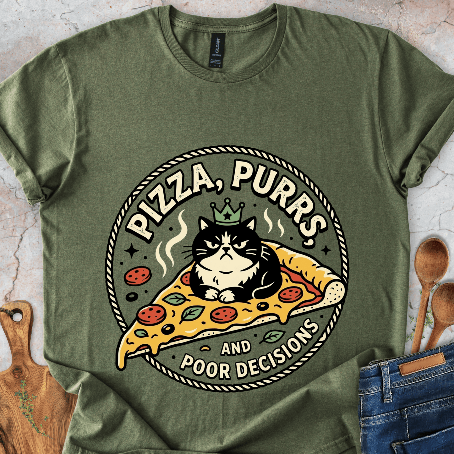 Pizza, Purrs, and Poor DecisionsT-Shirt