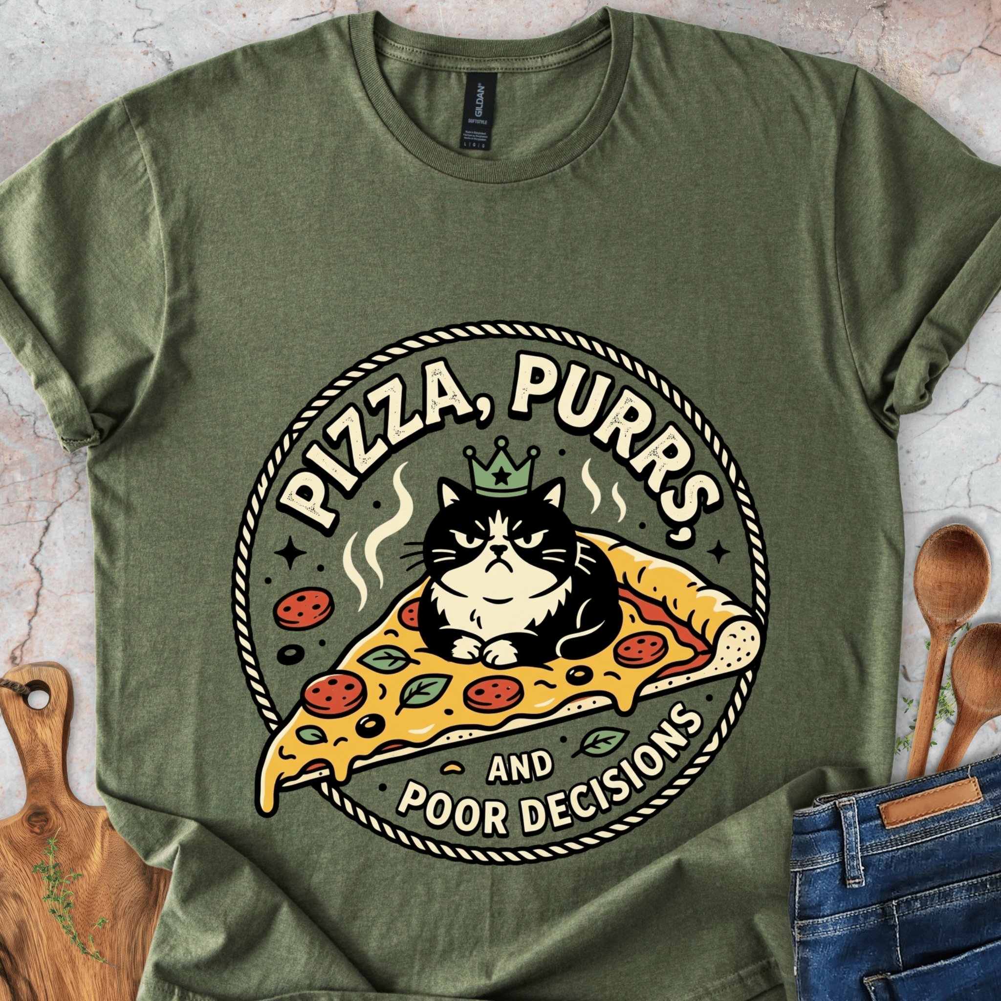 Pizza, Purrs, and Poor DecisionsT-Shirt