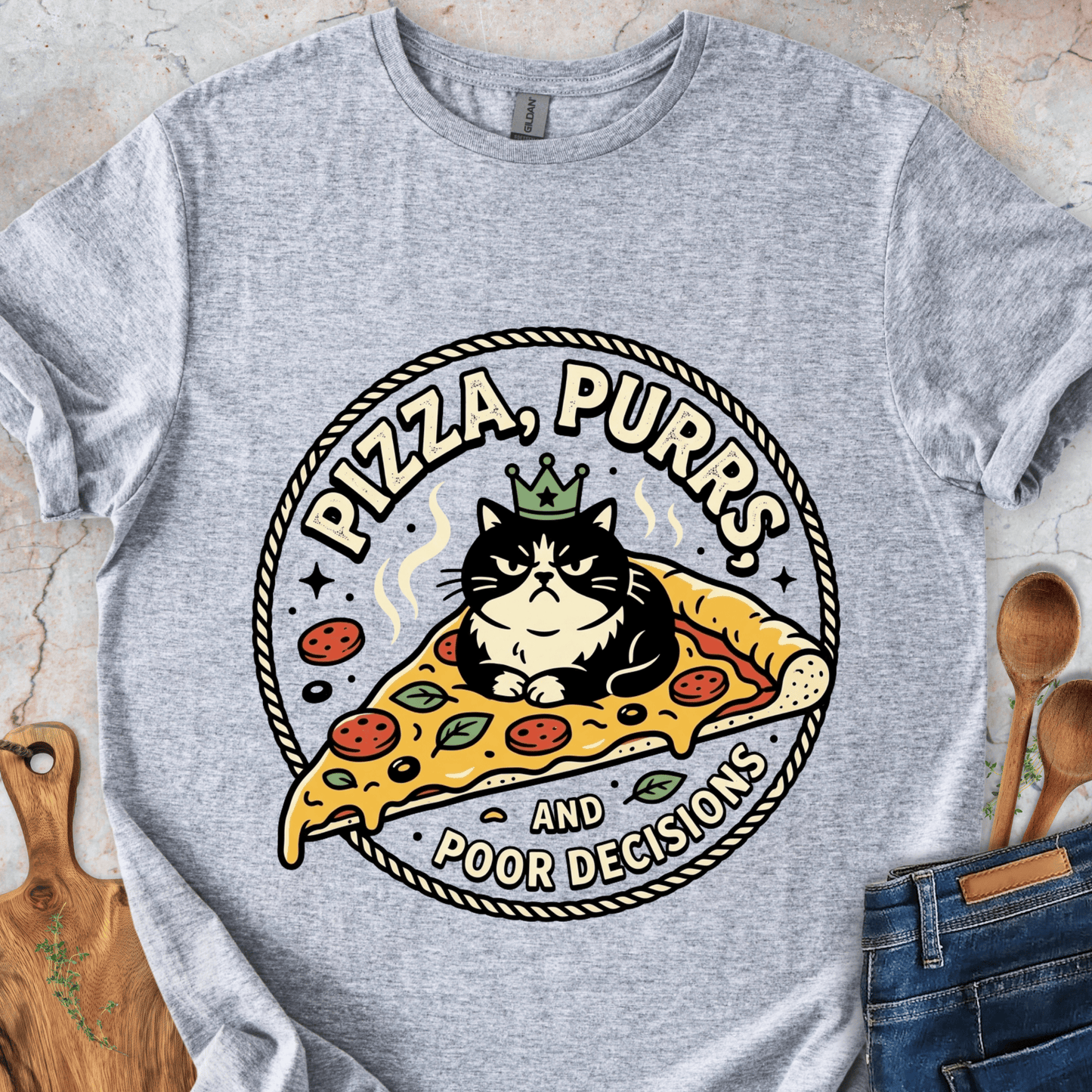 Pizza, Purrs, and Poor DecisionsT-Shirt